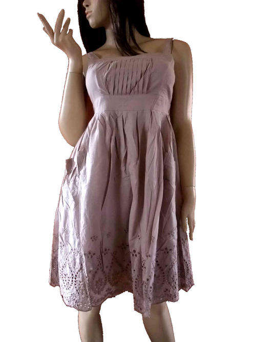 Pleated Bust Dress w Pockets Tie Back Camel 34/36