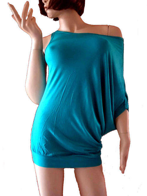 Drop Shoulder Trendy Top Teal 32/34