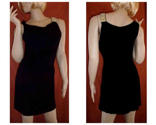 Twist Strap / Golden Sequin Unique Dress Black 40/42