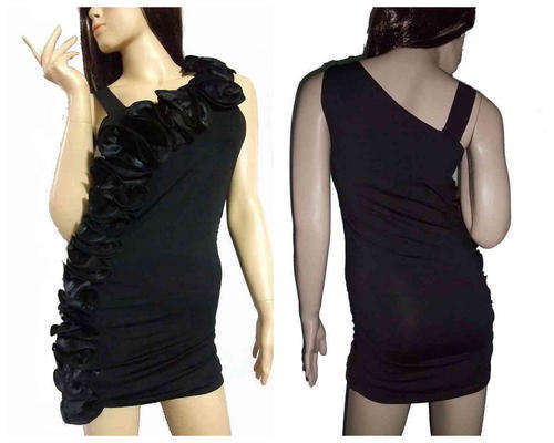 Stunning Satin Petal Cocktail Dress Black Size 34/36