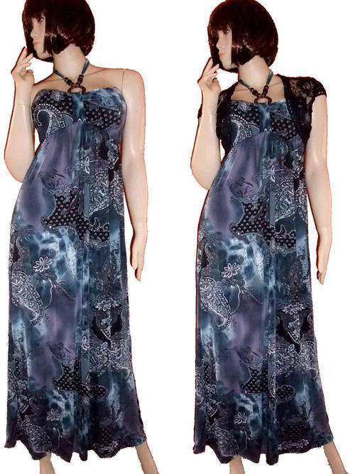 Dream Catcher Wooden Halter Neck Maxi Dress+ Black Lace Top 36/38