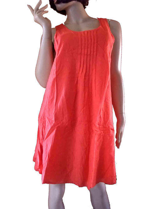 Simply Elegant Cotton Lined Pleated Bust Tangerine Dress 36/38