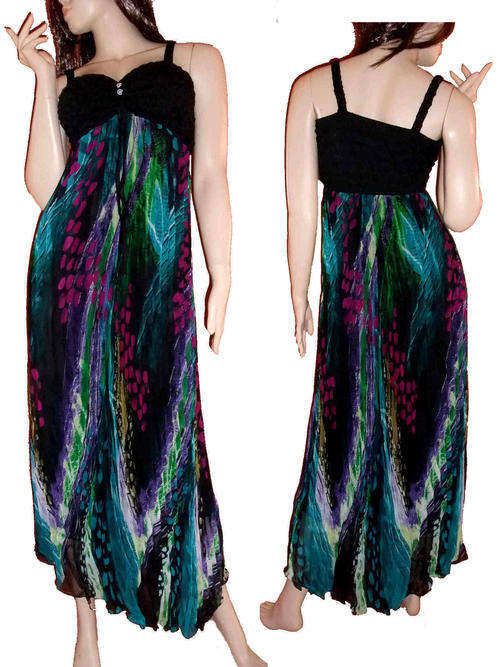 Mermaid Style Pleated Chiffon Lined Long Dress 38/40