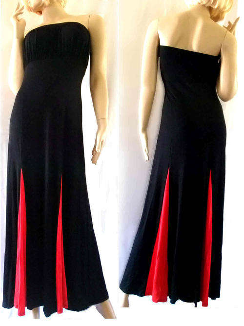 Mermaid Black / Red Strapless Evening Dress 34/36