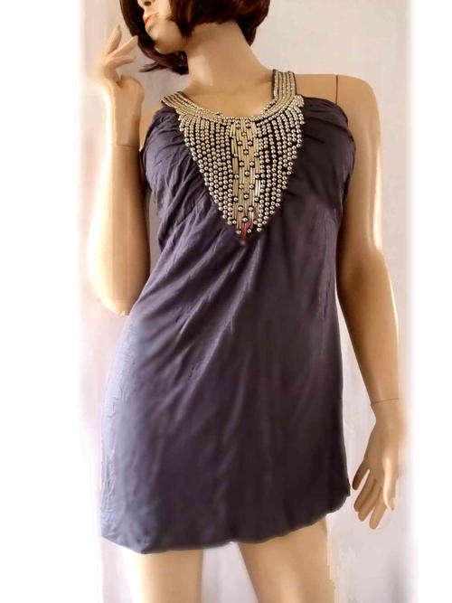 Gentle Impulse Metal Beads Long Top/Dress Dim Grey 34/36
