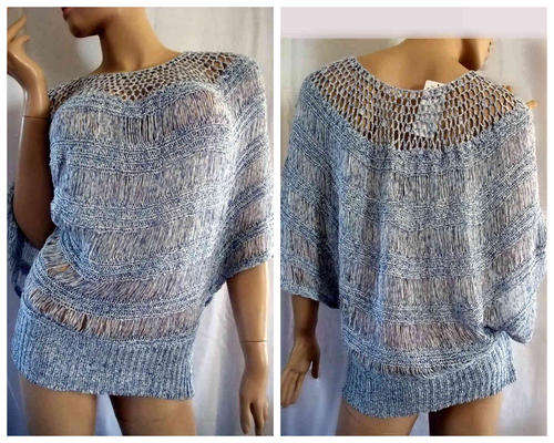 Poncho Style Knit Top Light Blue Size 30-34