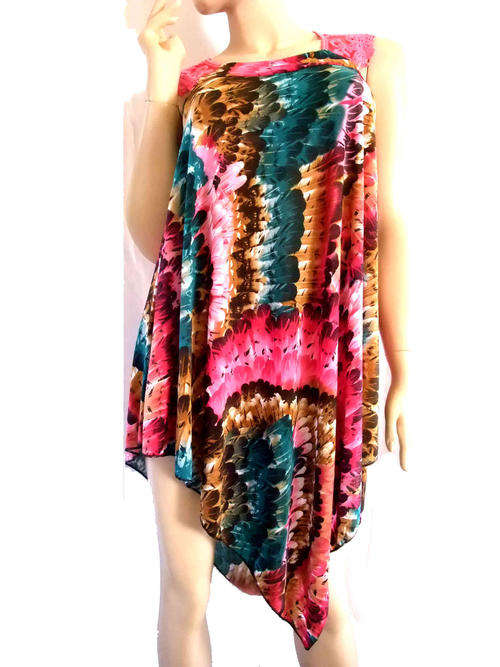 Handkerchief Floaty Top See Through Shoulder Free Size