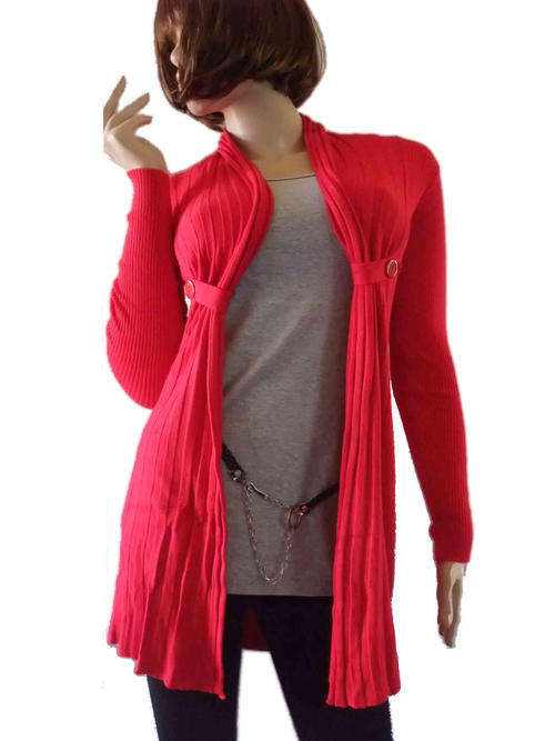 Waterfall Cardigan With Button Red Size 38-42