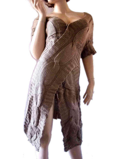 Sexy Unique Wool Throw Sweater Camel Free Size