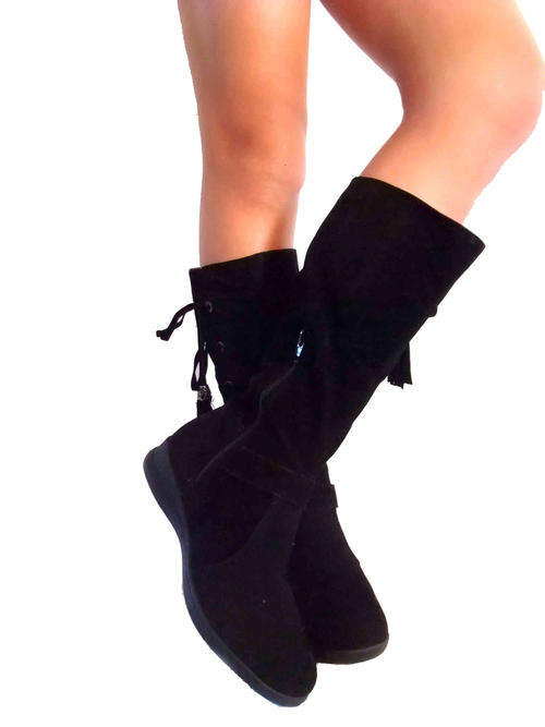 ** Special Offer ** Casual Tassel Buckle Boots Black Size 41(SA8)