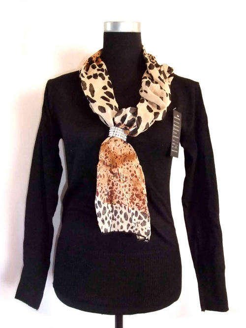 Black Knit Top With Scarf One Size (30-36)