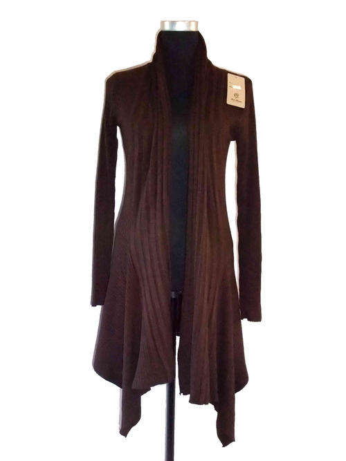 Long Waterfall Cardigan Chocolate Free Size