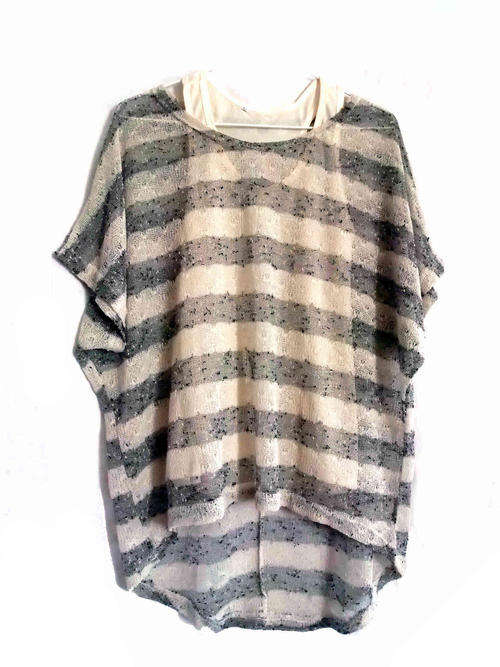 ** SALE ** 2 Piece High Low Grey/Cream Top Size 32/34