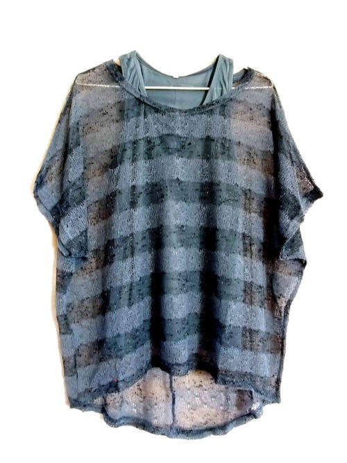 ** SALE ** 2 Piece High Low Grayish Blue Top Size 36/38