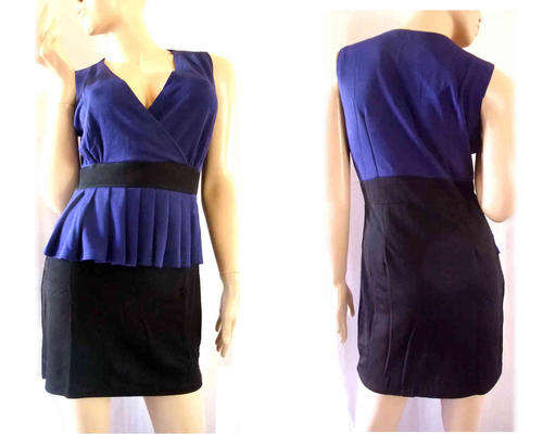 Peplum Dress Blue/Black Size 36/38