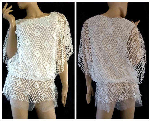 Flutter Sexy Net Sheer Blouse White Size 34/36