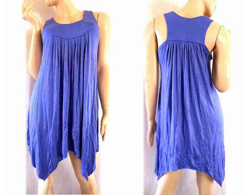 Cotton Dress/Long Top Irregular Hem Royal Blue Size 36/38