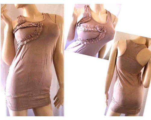 Simply Elegant Short Dress/Long Top Cotton Camel Size 36/38