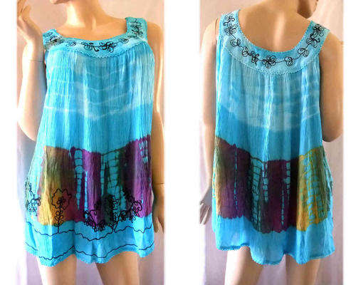 Stylish Plus Size Embroidered Rayon Tunic Top