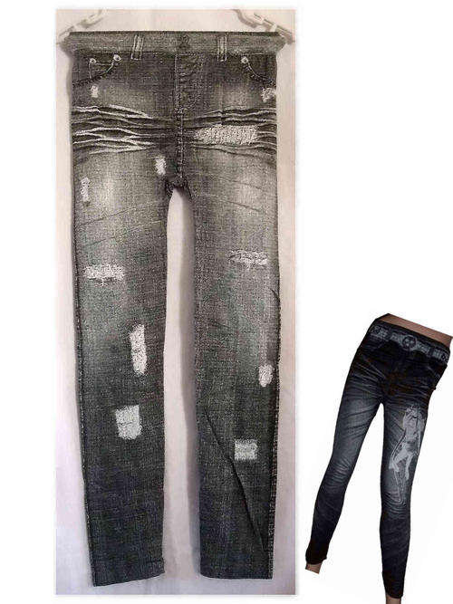 Fashion Jean Look Print Stretchy Leggings