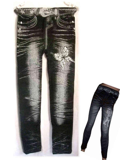 Fashion Jean Look Print Stretchy Leggings