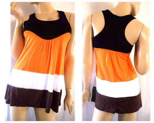 100% Cotton Colorful Tunic Top Sleeveless Size 30/32