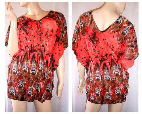 Eye Catching Double V-neck Tunic Top 100% Cotton Free Size