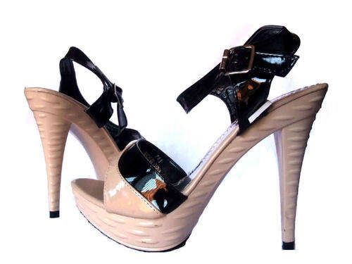 High Heel Sandals Beige Black (12cm) Size 4
