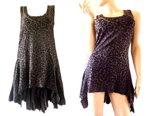 Elegant Must Have High Low Top Dress Sequins Charcoal/Black Size 36/38
