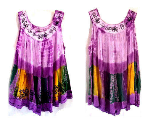 Stylish Plus Size Embroidered Rayon Tunic Top