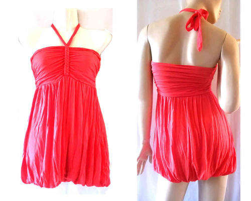 Sexy Halter Top Gathered Hem Grapefruit Size 38/40