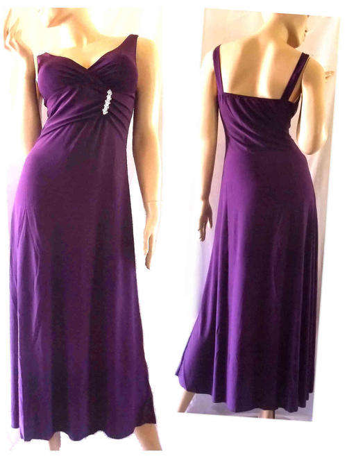 Stunning Evening Dress With Diamante Decor Purple Size 32/34