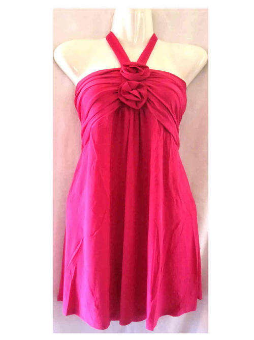 Halter Cotton Top Rose Bust Dark Magenta Size 36/38