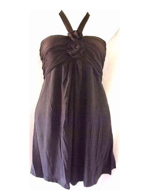 Halter Cotton Top Rose Bust Black Size 32/34
