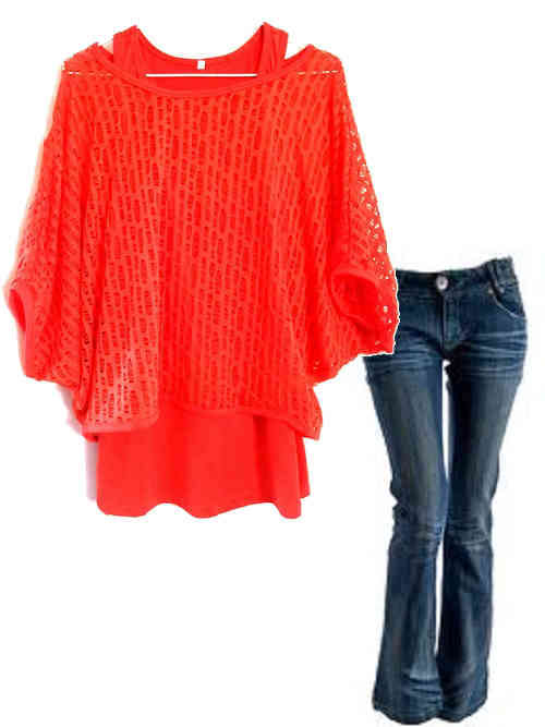 2 Piece Cotton Orange Long Top Size 32/34