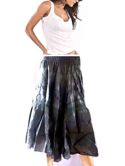 Unique Graphite Shine Long Skirt Embroidery Size 40-42