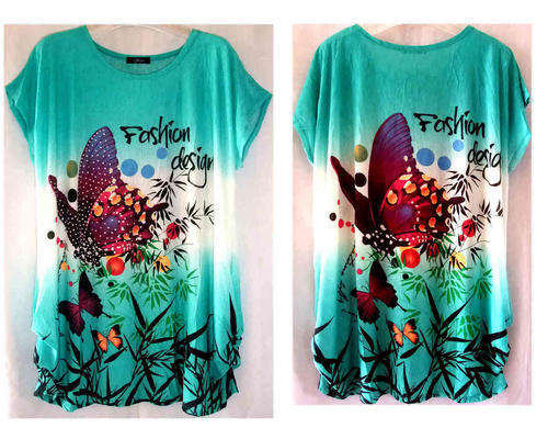 Fashion Design Tunic Top Butterfly Print Sequins 1 Size (36-42)