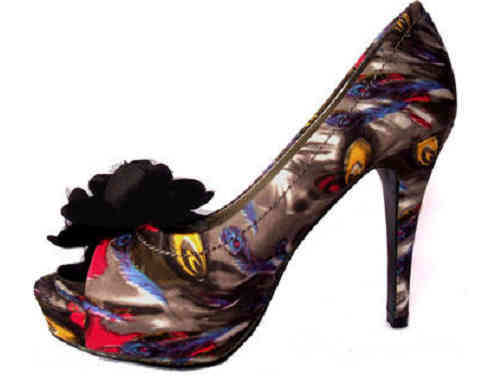 Stunning Peep Toe Flower Watercolor Print Platform Size 3