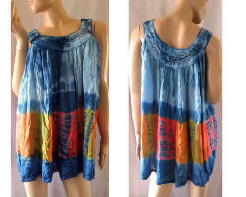 Stylish Plus Size Embroidered Rayon Tunic Top
