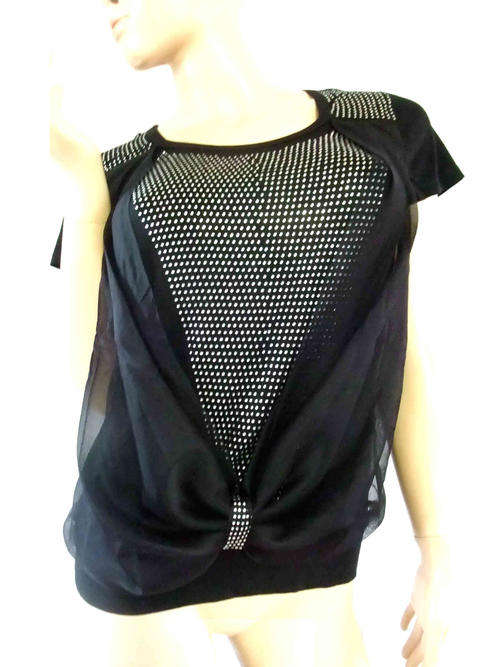 Fashion Cotton Sheer Front Sequins Top Size 30/32