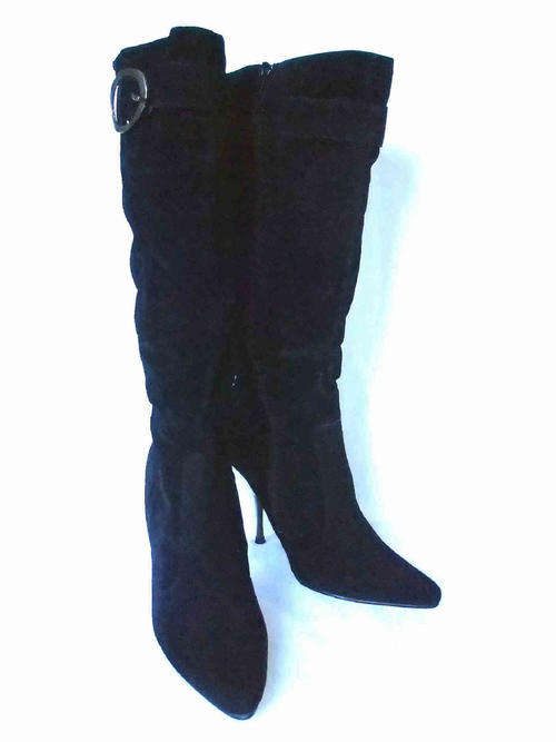 * * Special Offer * * Stiletto Black Velvet High Heel Boots Sizes 6,7,8