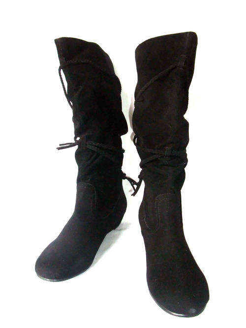Velvet String Comfy Boots Black Size 7