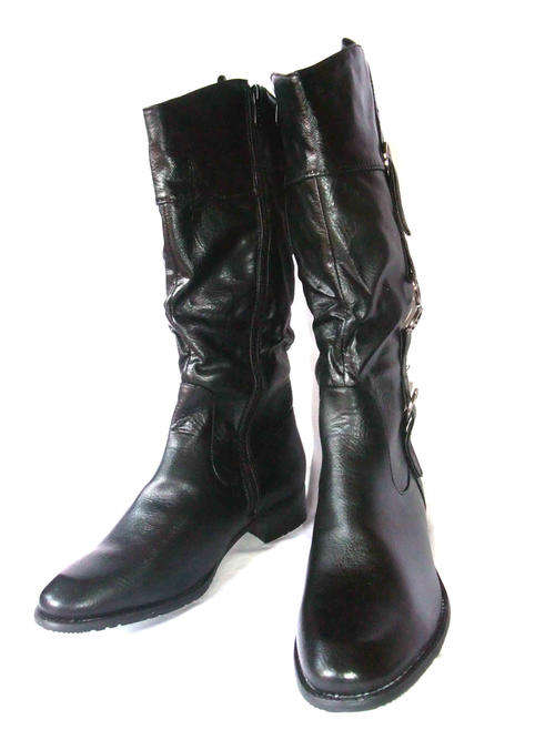 Biker Boots Leatherlike Casual Boots Black Sizes 36-41(SA 3,4,6,8)