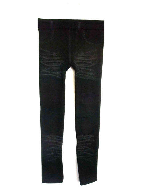 Warm Leggings Print Stretchy Black