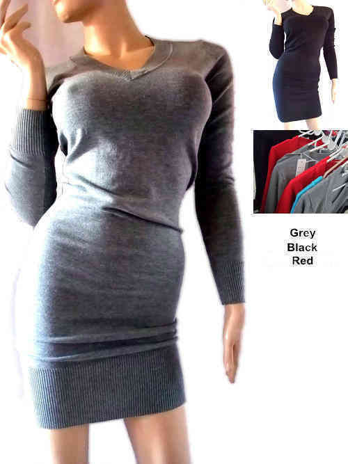 Simply Elegant Knit Slim Dress 1Size Various Colors