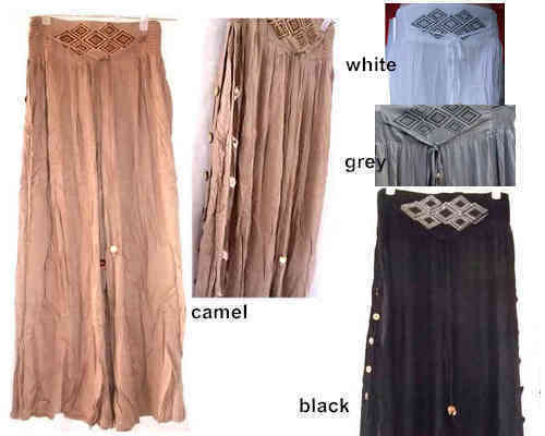 Stylish Wide Leg Pants / Divided Skirt 100% Cotton One Size Color BLACK