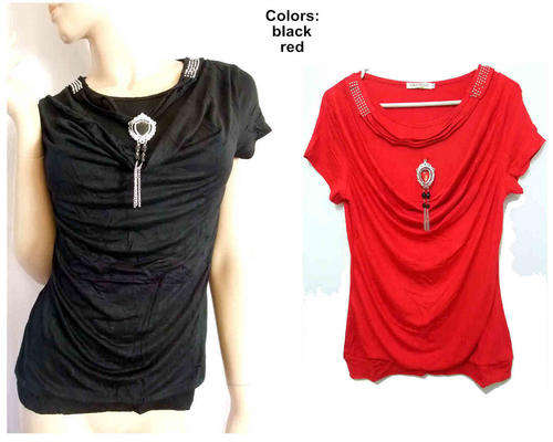 Trendy Drape Front Jewel Decor Top Sizes 30-36