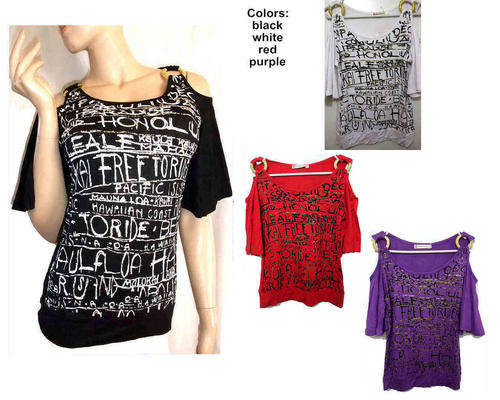 Cut Out Shoulder Bell Sleeve Top Sizes 28-36