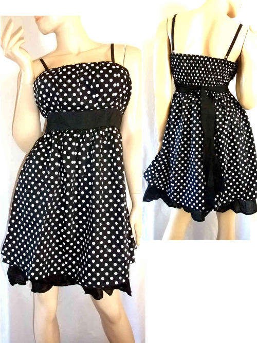 Vintage Style Polka Dot Dress Black/White Size 36/38