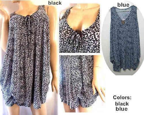 Leopard Print Gathered Hem Long Tunic Top Size 34/36 Color BLUE